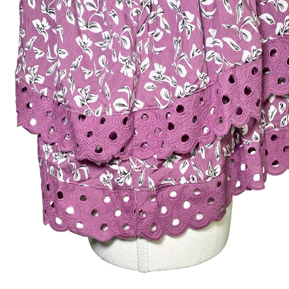 &Merci Purple Eyelet Ruffle Sleeveless Top - Picture 12 of 12